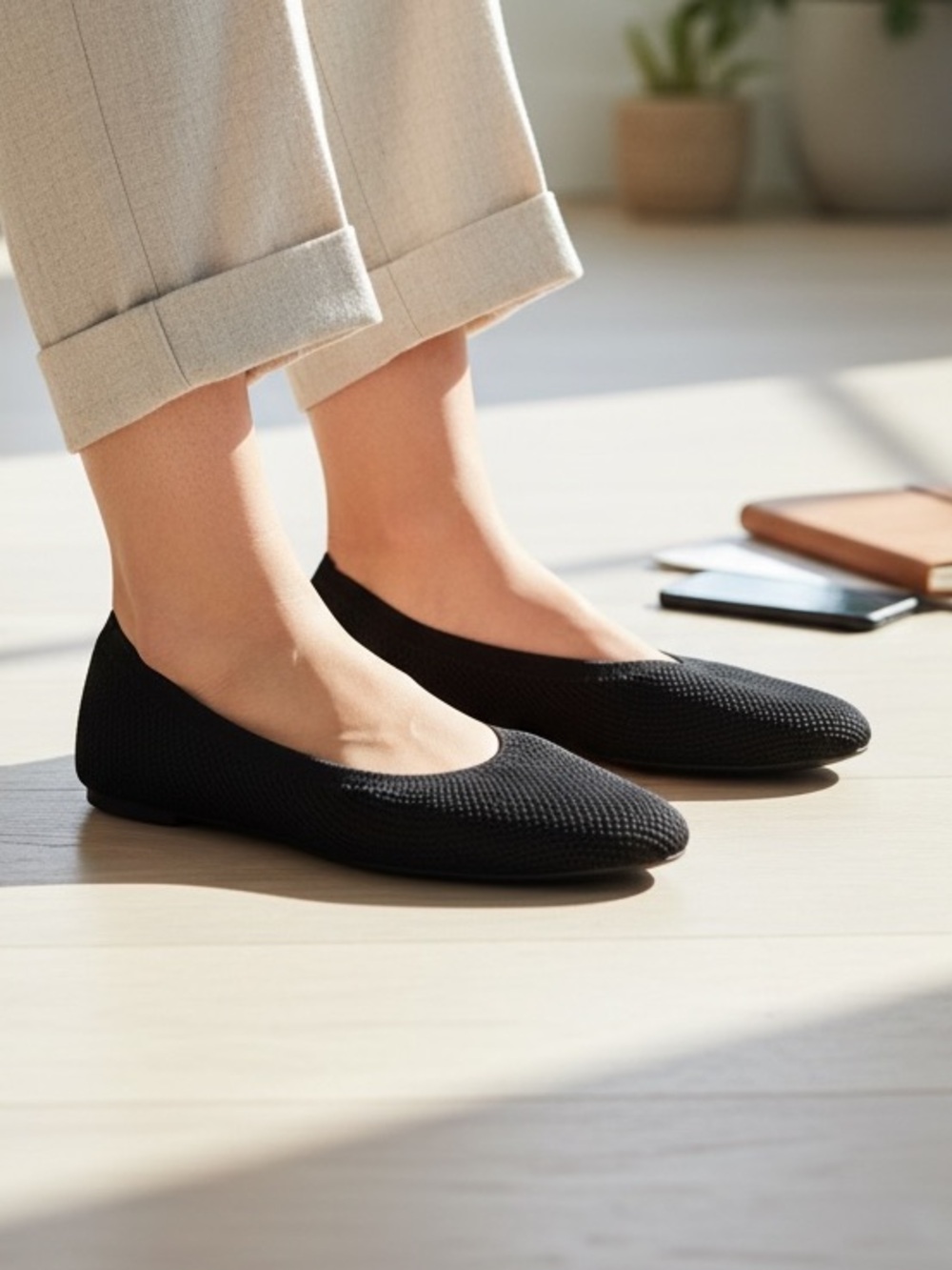 Allbirds Shoes Womens 10 Black Knit Tree Breezer Ballet Flats NWOB Comfort 🔥